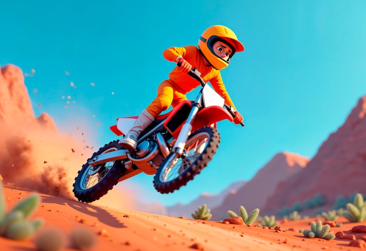 Foto grátis piloto de motocross do deserto