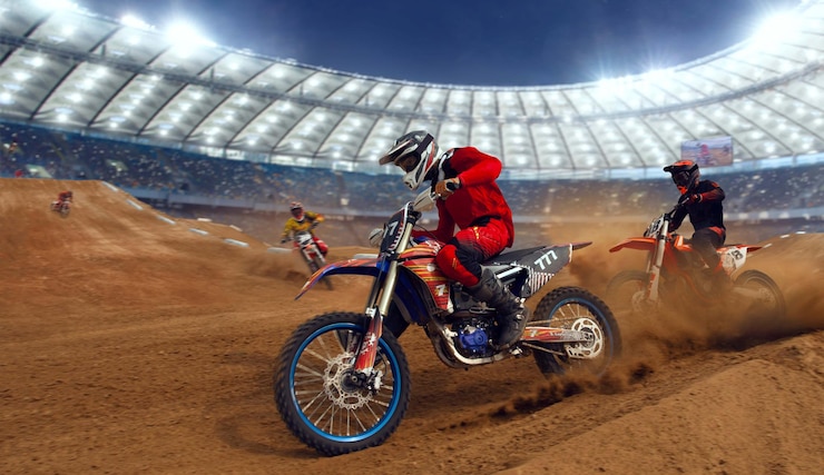 Foto grátis piloto de motocross em ação esporte de motocross