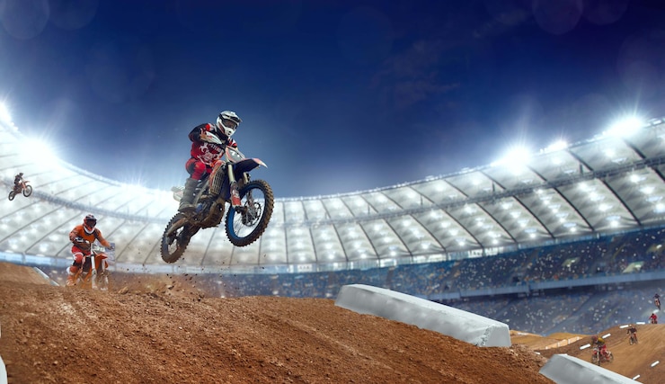 Foto grátis piloto de motocross em ação esporte de motocross