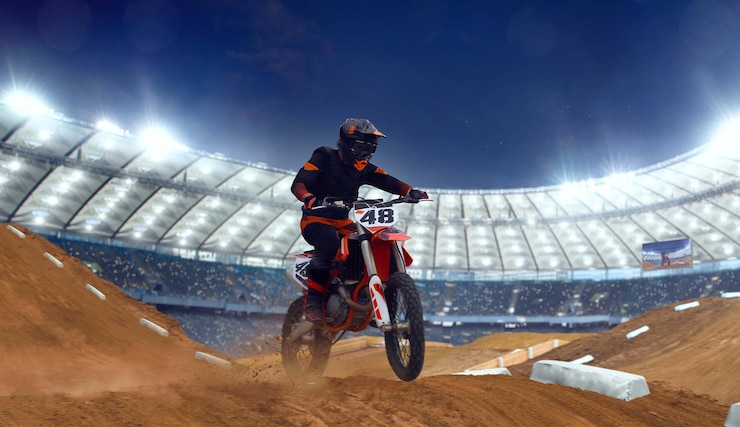 Foto grátis piloto de motocross em ação esporte de motocross