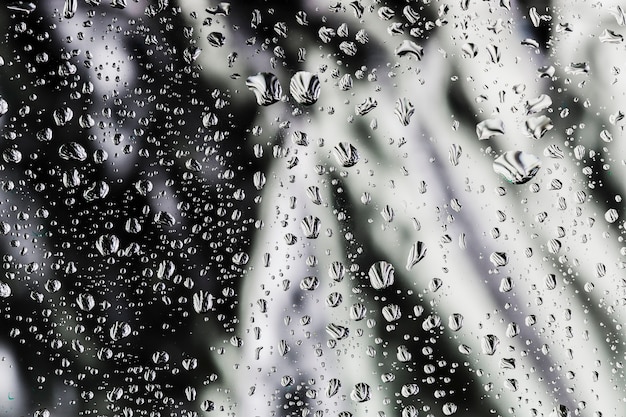 Pingos de chuva no fundo branco e preto