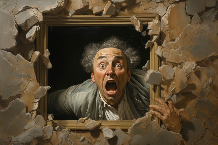 Foto grátis pintura 3d abstrata ganhando vida com pessoa e quadro