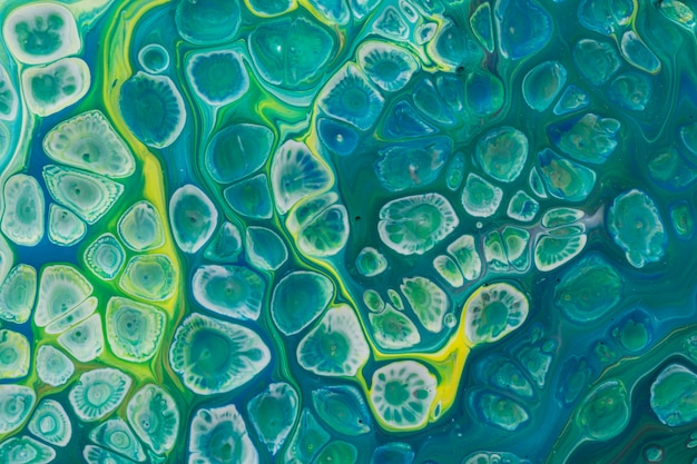 Pintura acrílica das bolhas do azul de oceano