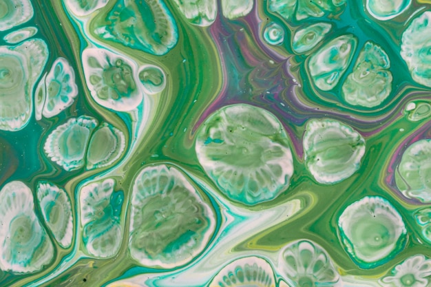 Pintura acrílica das bolhas verdes do inclinação