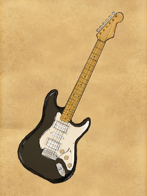 Foto grátis pintura de guitarra elétrica em papel