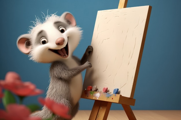 Foto grátis pintura de opossum bonita.