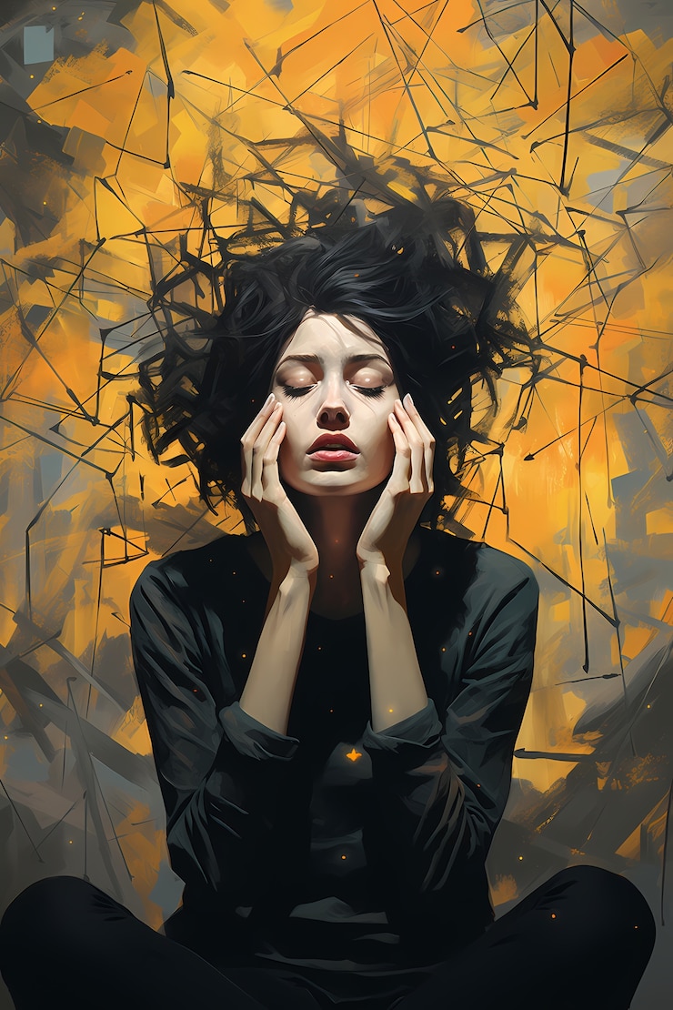 Foto grátis pintura de pessoa que sofre de ansiedade
