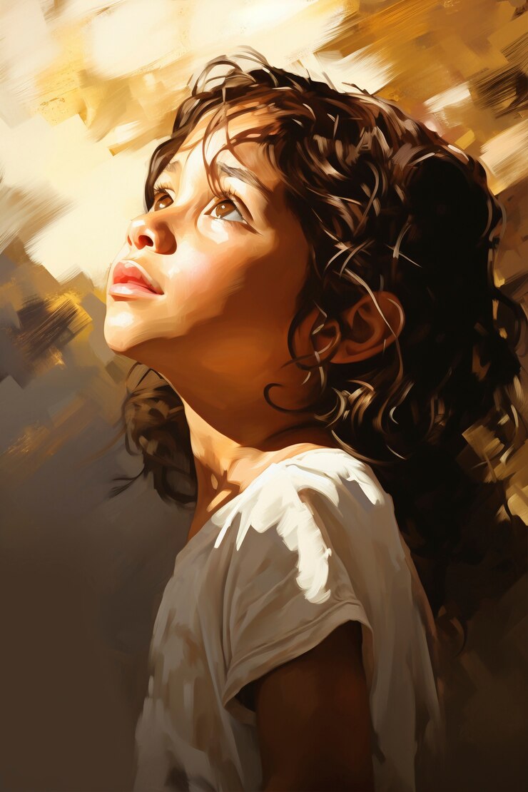 Foto grátis pinturas de retratos de crianças bonitas.