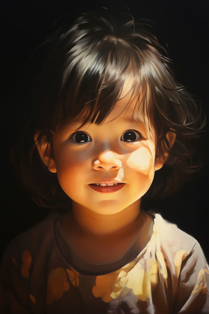 Foto grátis pinturas de retratos de crianças bonitas.