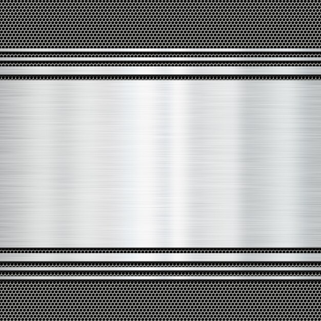 Placa de metal brilhante em um fundo grunge
