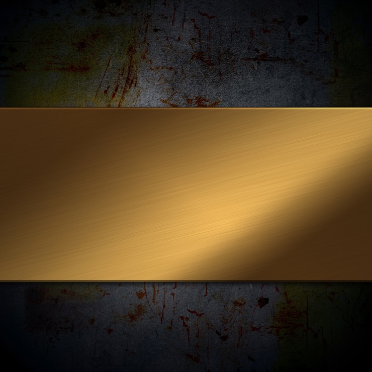 Foto grátis placa de metal de ouro brilhante em um fundo grunge