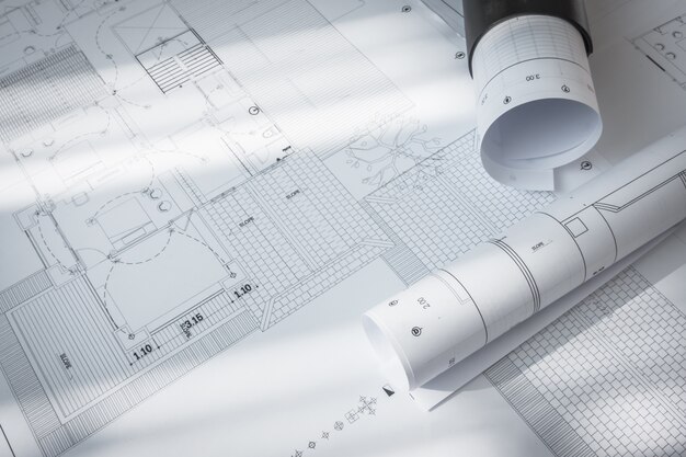 planos de construção de projeto arquitetônico.