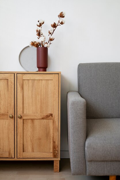 Planta de algodão fofo em vaso usada em decoração de interiores