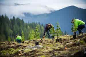 Foto grátis plantar novas árvores plantar novas árvores numa área aberta de árvores de coníferas de montanha
