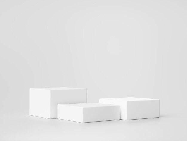 Plataforma de exibição de produtos de pedestal de pódio mínimo branco para renderização 3d de fundo de colocação de produtos
