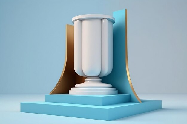 pódio de pedestal abstrato 3d com cantos arredondados em fundo generativo ai