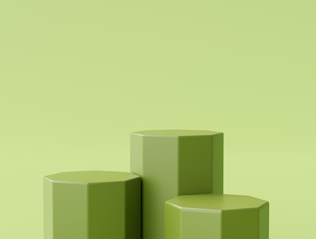 Pódio de pedestal verde mínimo para suporte de exibição de produto espaço vazio estúdio de fundo renderização em 3d