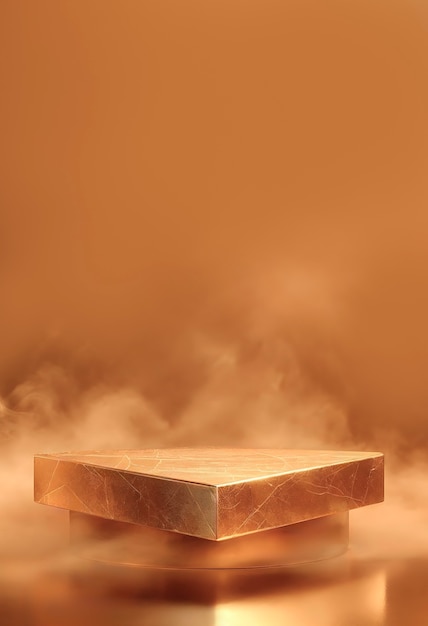 Pódio dourado com fumaça