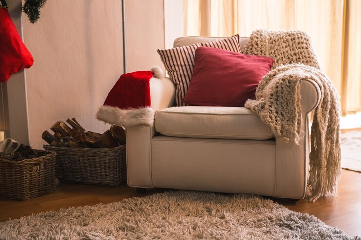Foto grátis poltrona com um chapéu de santa