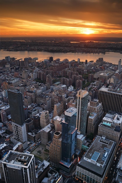 Foto grátis pôr do sol do rio hudson em nova york