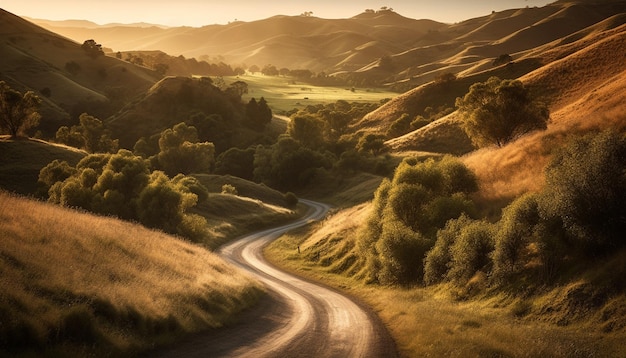 Foto grátis pôr do sol sobre a beleza da cordilheira na ia generativa da natureza