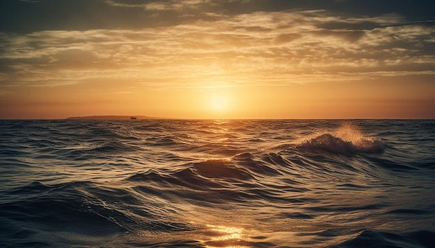 Foto grátis pôr do sol sobre águas tranquilas, um paraíso tropical gerado por ia