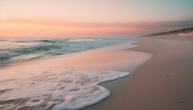 Pôr do sol sobre uma paisagem marítima tranquila, um paraíso tropical gerado por IA