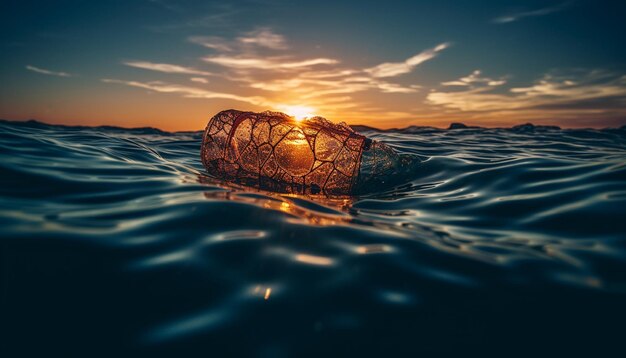 Foto grátis pôr do sol sobre uma paisagem marítima tranquila, umas férias perfeitas geradas pela ia