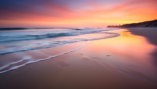 Foto grátis pôr do sol tranquilo sobre a água, uma beleza de verão gerada por ia