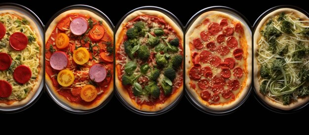 Foto grátis porções de várias deliciosas pizzas assadas no forno