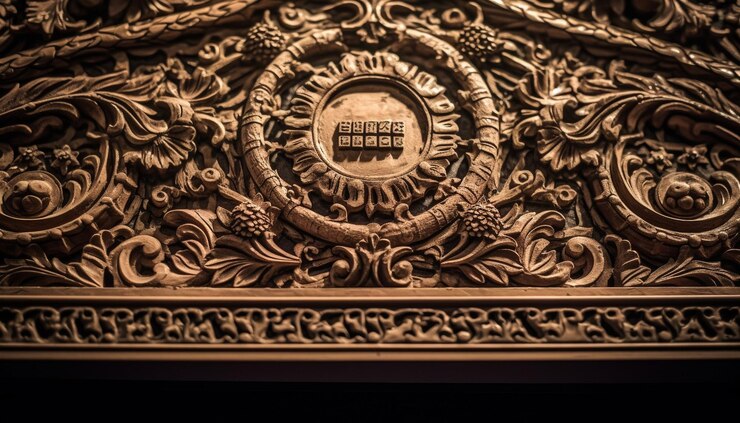 Foto grátis porta de madeira ornamentada com decoração floral gerada por ia