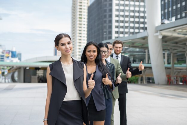 Portrait of Business people worker Team Outside.