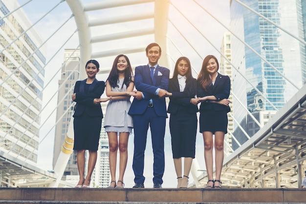 Portrait of Business people worker Team Outside.