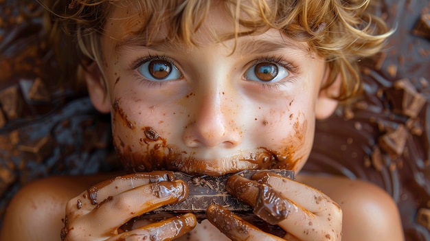 Foto grátis portrait of happy child eating delicious chocolate