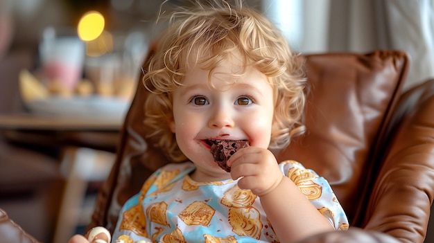 Foto grátis portrait of happy child eating delicious chocolate