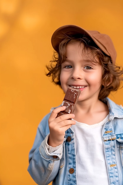 Foto grátis portrait of happy child eating delicious chocolate