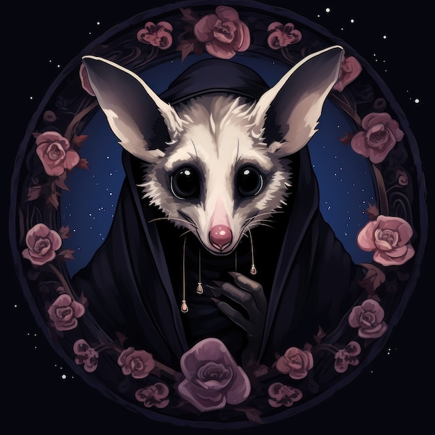 Foto grátis possum com flores no estúdio