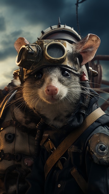 Foto grátis possum de estilo futurista usando armadura