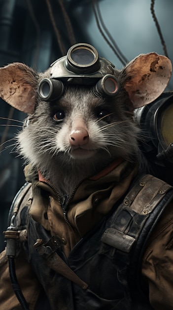 Foto grátis possum de estilo futurista usando armadura