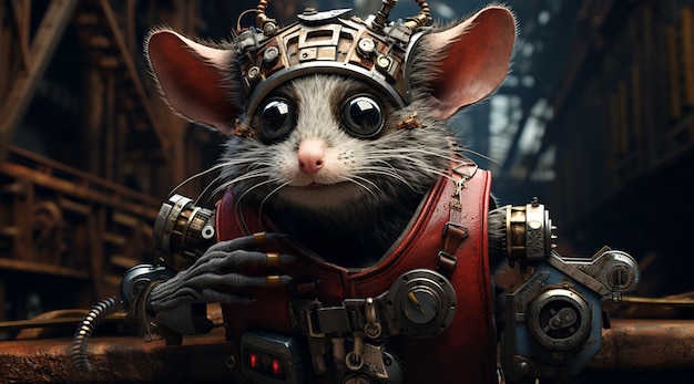 Foto grátis possum de estilo futurista usando armadura