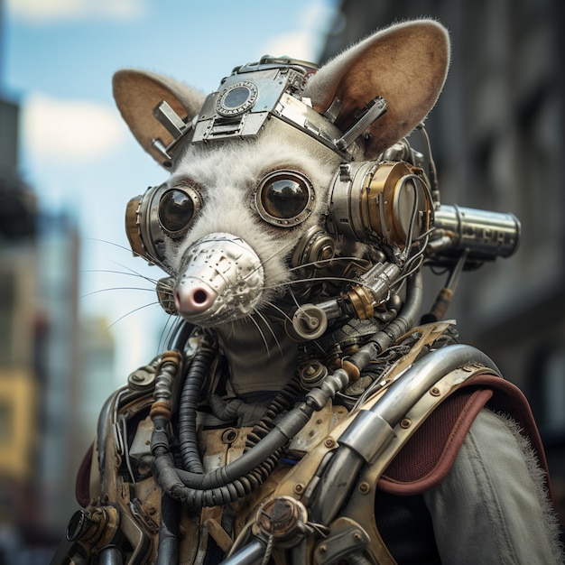 Foto grátis possum de estilo futurista usando armadura
