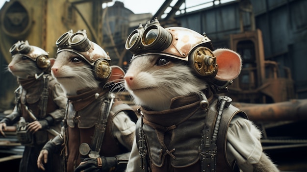 Foto grátis possums de estilo futurista com óculos de proteção