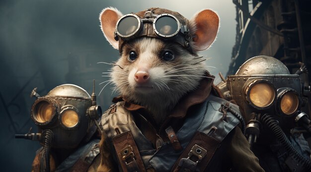 Foto grátis possums de estilo futurista com óculos de proteção