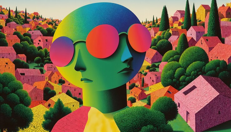 Foto grátis poster de paisagem pop