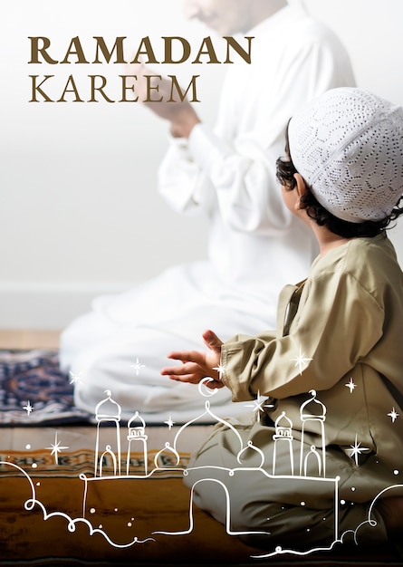 Foto grátis pôster ramadan kareem com saudação