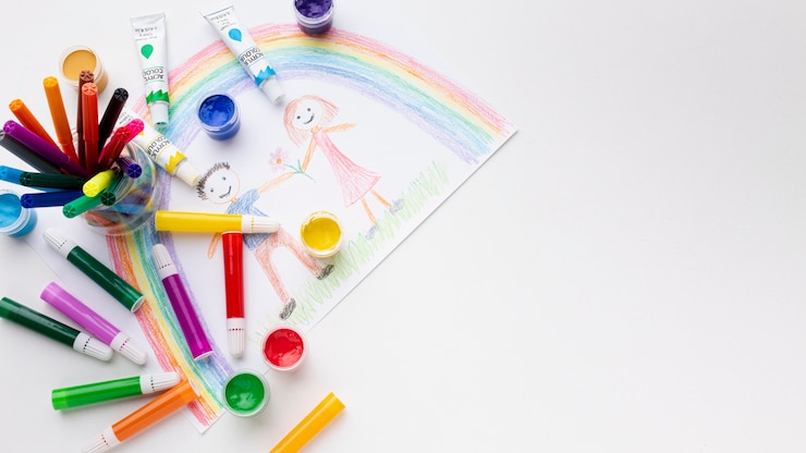 Foto grátis postura plana de aquarelle colorido com espaço de cópia