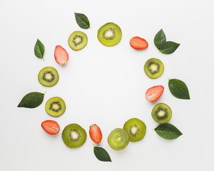 Foto grátis postura plana do conceito de frutas com espaço de cópia