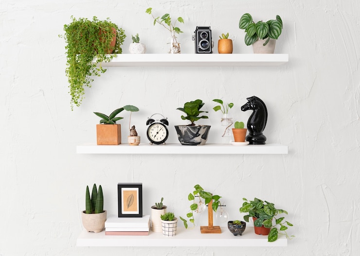 Foto grátis prateleira de plantas para decoração doméstica