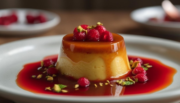 Foto grátis prato de sobremesa gourmet mousse de framboesa cheesecake panna cotta generative ai