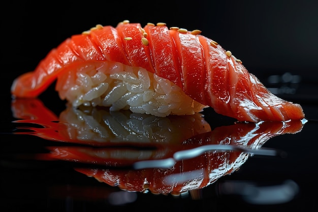 Foto grátis prato de sushi de frutos do mar altamente detalhado com fundo preto simples